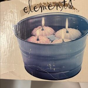 Element Black Metal Bucket with Pumpkin Candles NIB